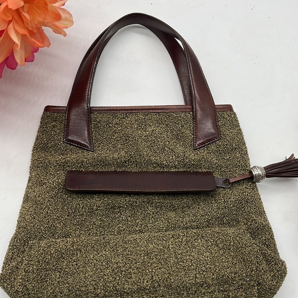 Brighton tan bag with brown leather accents. BRN1575A